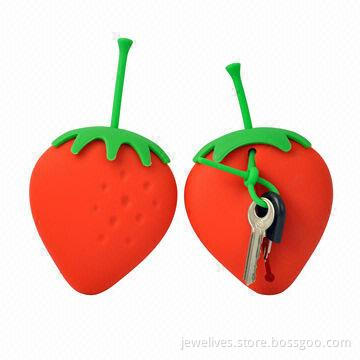Strawberry-shaped silicone keychains